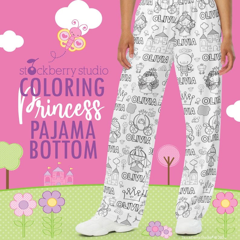 Princess Birthday Coloring Pajama Personalized with Name