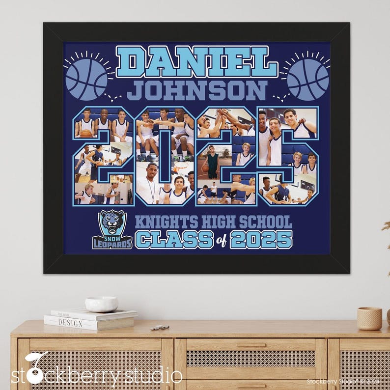 2025 Basketball Photo Collage Frame Personalized Memory Keepsake