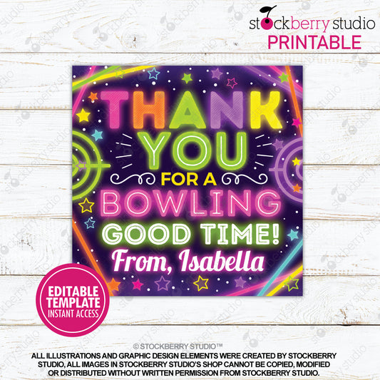 Girl Laser Tag Bowling Gift Tag