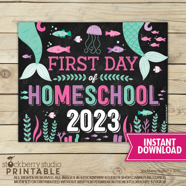Mermaid First Day of Preschool Sign - Any Grade