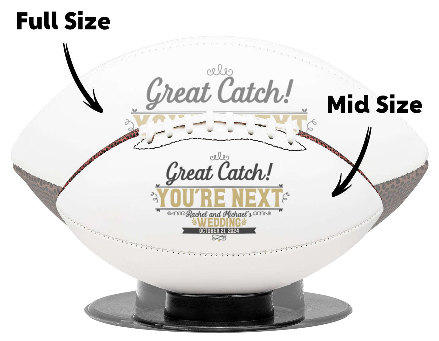 You’re Next Football for Wedding Reception Garter Toss Great Catch Personalized