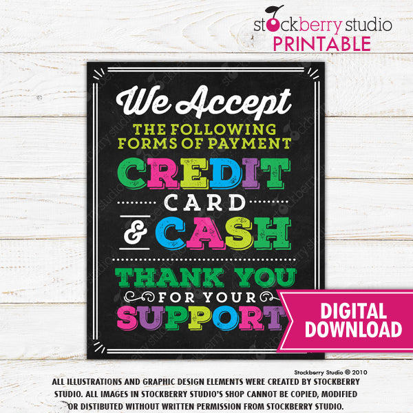 Scout Cash Debit Credit Card Sign