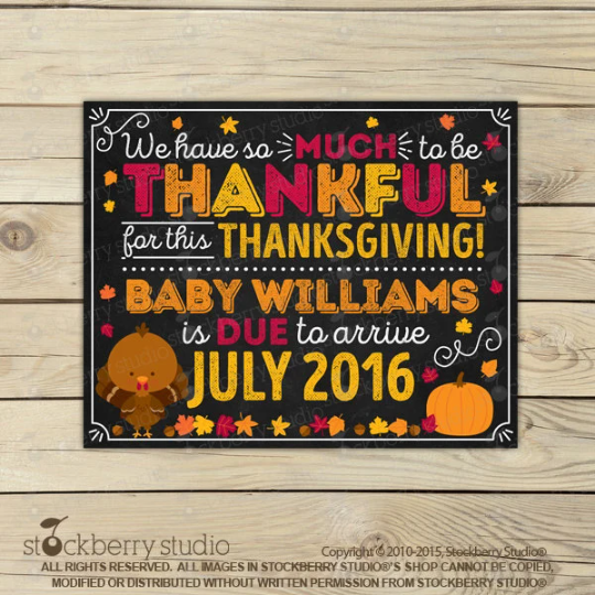 Thanksgiving Pregnancy Announcement Chalkboard Printable
