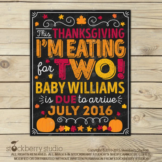 Thanksgiving Pregnancy Announcement Chalkboard Printable
