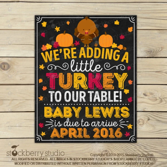 Thanksgiving Pregnancy Announcement Chalkboard Printable