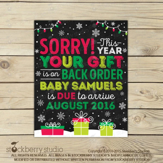 Christmas Pregnancy Announcement Sign