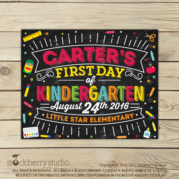Printable First day of School Sign Chalkboard Girl - Stockberry Studio