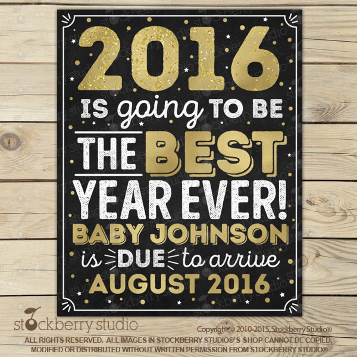 New Years Pregnancy Announcement Sign