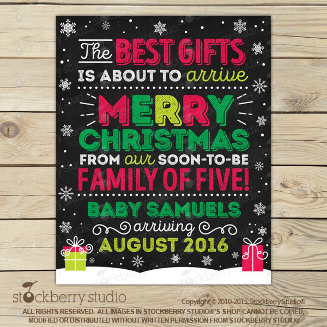 Christmas Family Pregnancy Announcement Sign