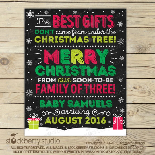Christmas Pregnancy Announcement Sign