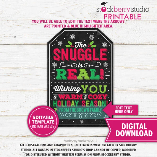 The Snuggle is Real Christmas Gift Tags Printable