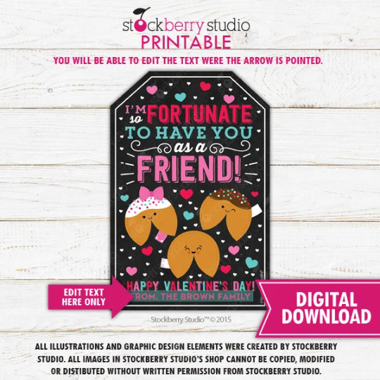 Fortune Cookie Valentine Gift Tag