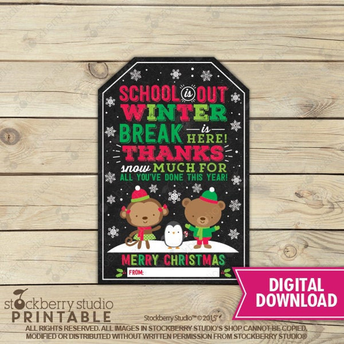 Christmas Teacher Gift Tag - Instant Download