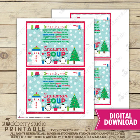 Snowman Soup Bag Topper - Instant Download