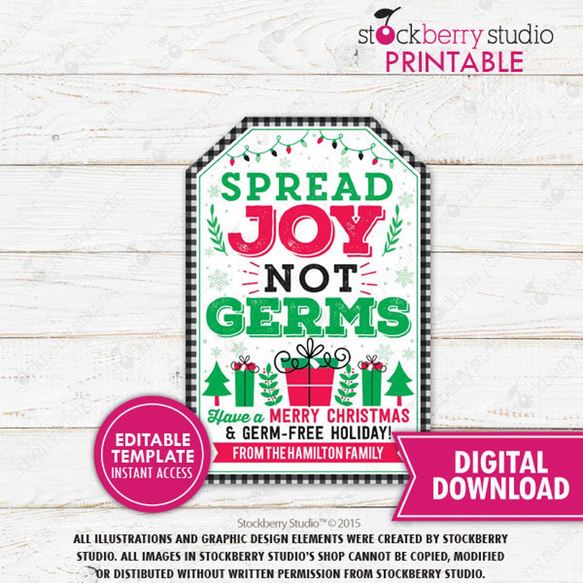 Christmas Germ Free Gift Soap Tag