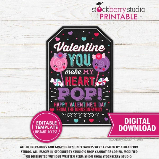 Valentine Lollipop Gift Tag
