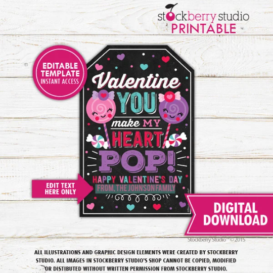 Valentine Lollipop Gift Tag