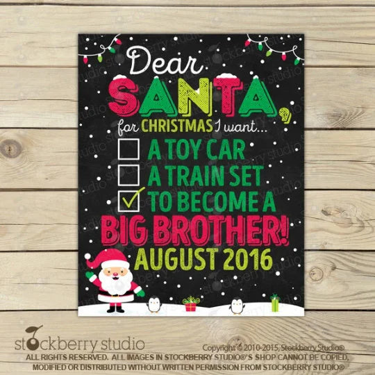 Christmas Big Sister Announcement Chalkboard Sign