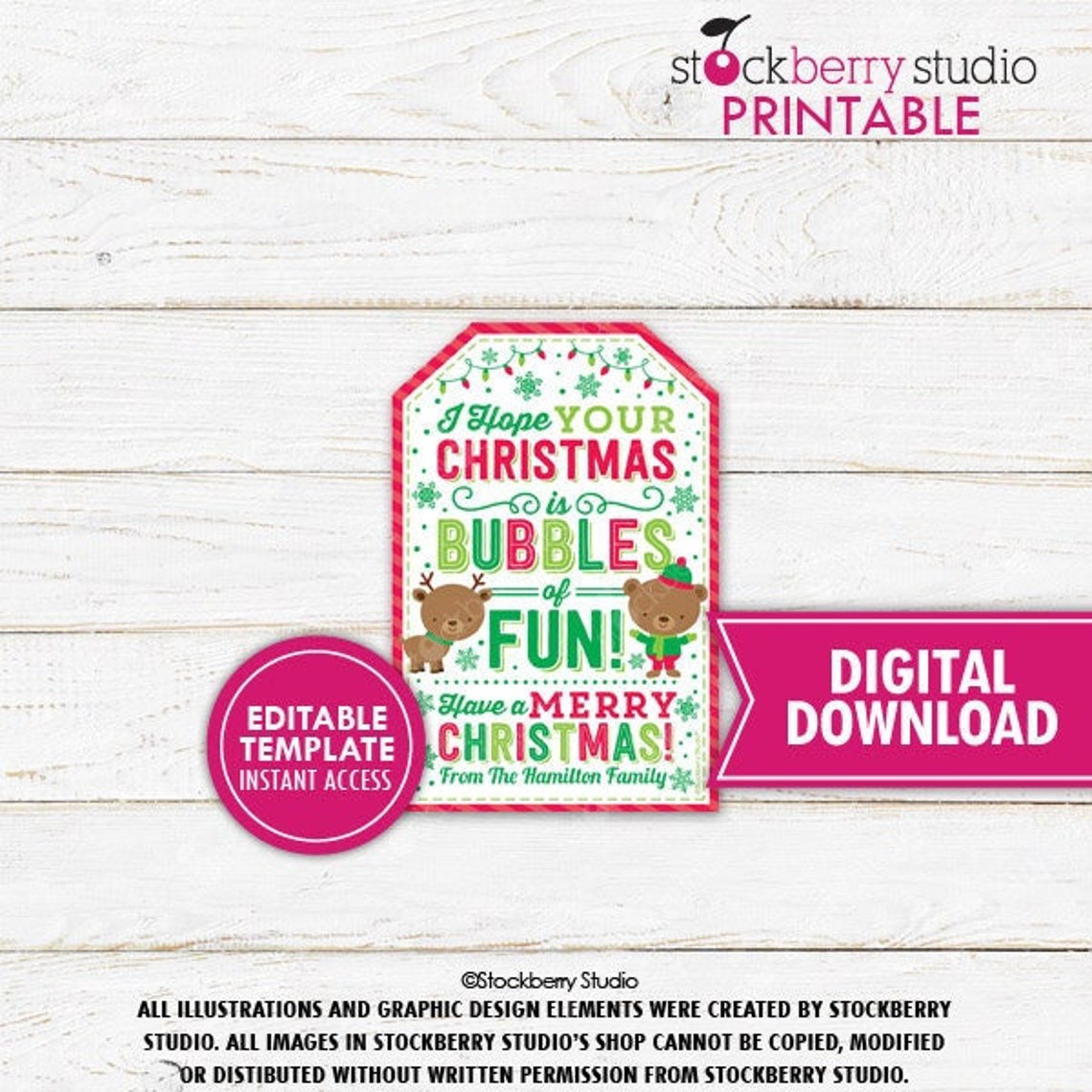 Christmas Bubbles of Fun Gift Tag