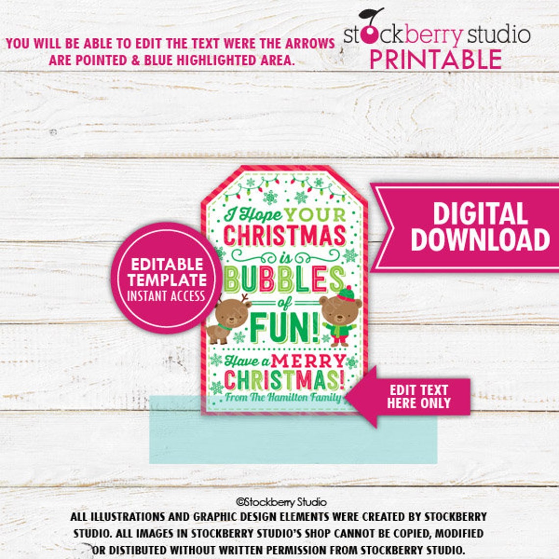 Christmas Bubbles of Fun Gift Tag