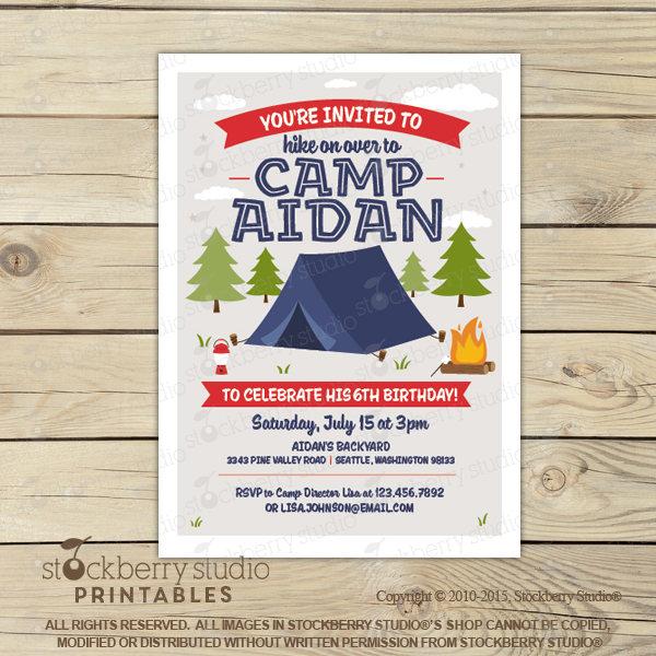 Camping Birthday Invitation Printable Camping Party Invitation - Stockberry Studio