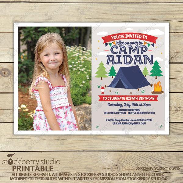 Camping Birthday Invitation Printable Camping Party Invitation - Stockberry Studio