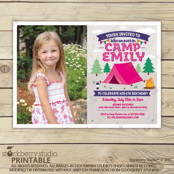 Camping Birthday Invitation Printable Camping Party Invitation - Stockberry Studio