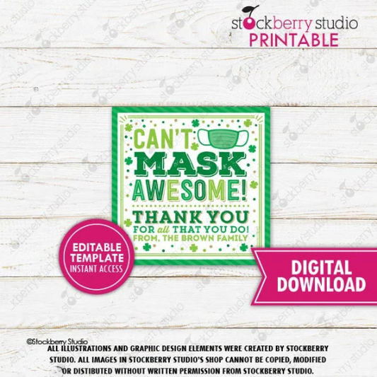 St Patrick's Day Face Mask Gift Tag