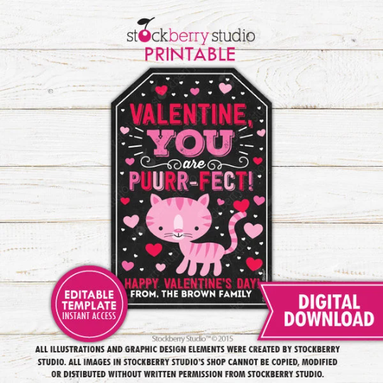 Kitten Valentine's Day Gift Tag