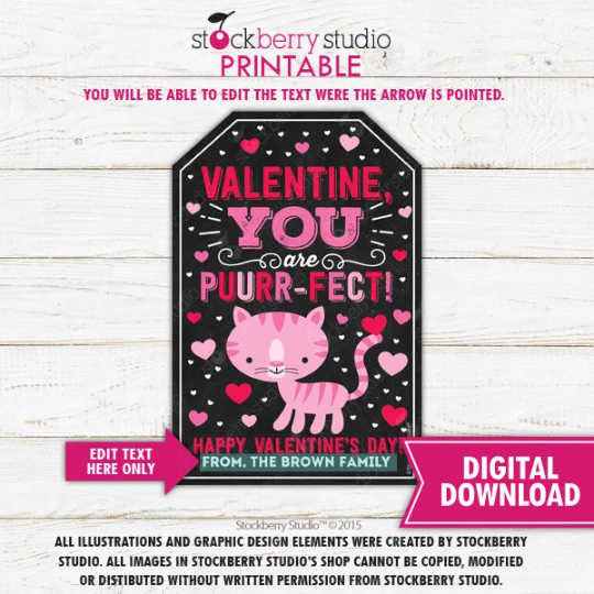Kitten Valentine's Day Gift Tag