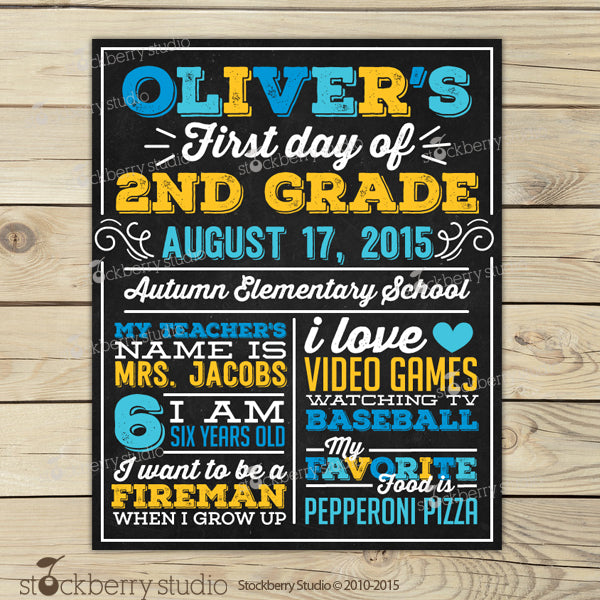 First Day of School Sign Back to School Printable 1st Day of School Sign - Stockberry Studio