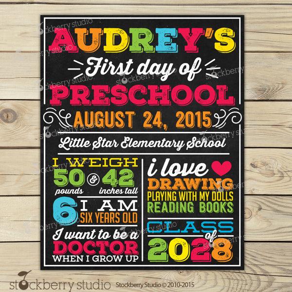 First Day of School Chalkboard Sign 1st Day of School Sign