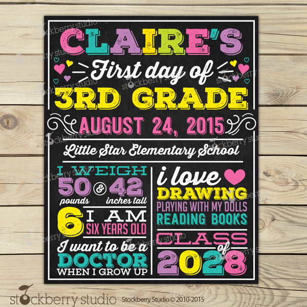 First Day of School Chalkboard Sign 1st Day of School Sign - Stockberry Studio