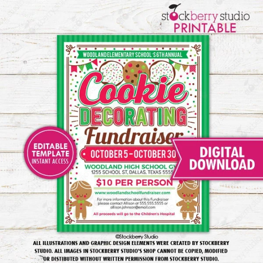 Christmas Cookie Decorating Fundraiser Flyer