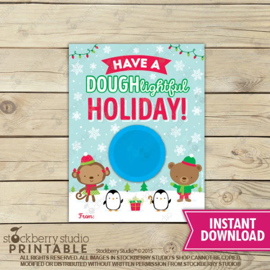 Christmas Gift Play Dough Card - Instant Download