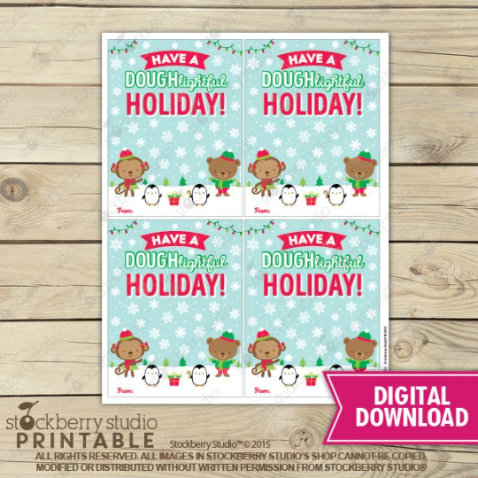 Christmas Gift Play Dough Card - Instant Download