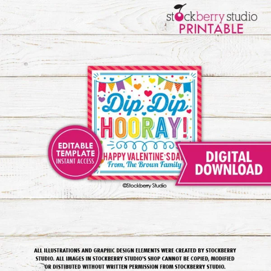Valentine's Day Dip Dip Hooray Gift Tag