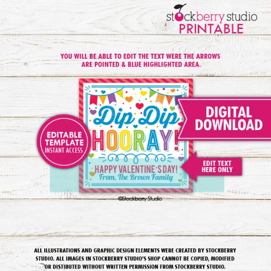 Valentine's Day Dip Dip Hooray Gift Tag