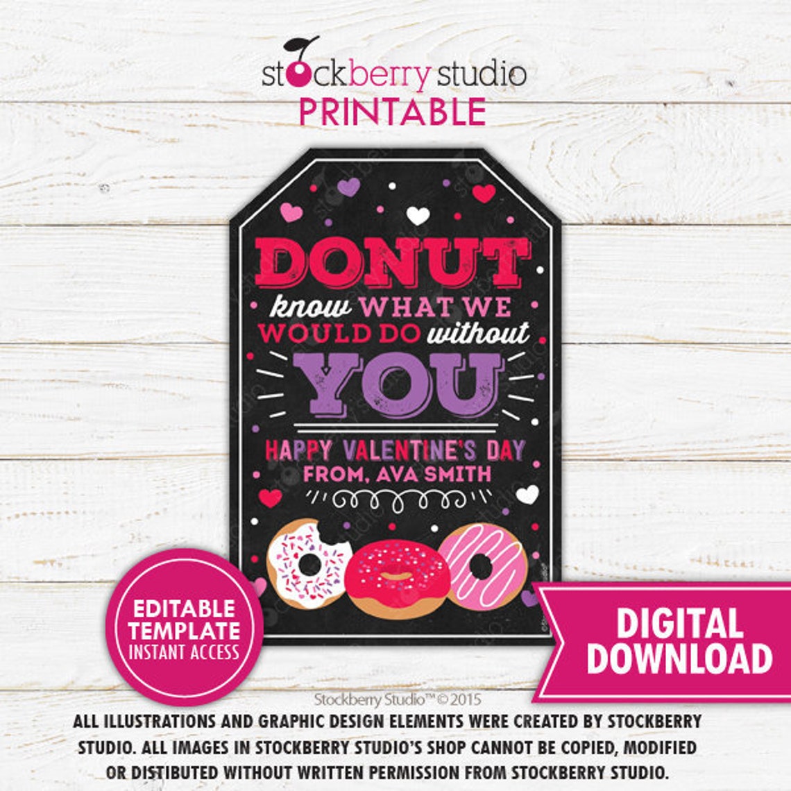 Valentine's Day Donut Gift Tag