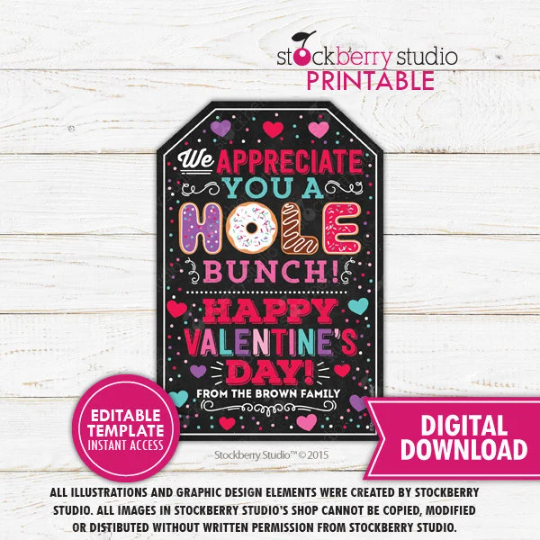 Valentine's Day Donut Holes Gift Tag