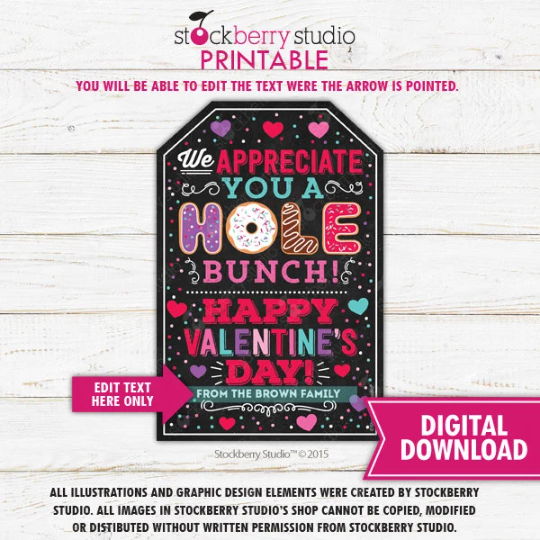 Valentine's Day Donut Holes Gift Tag