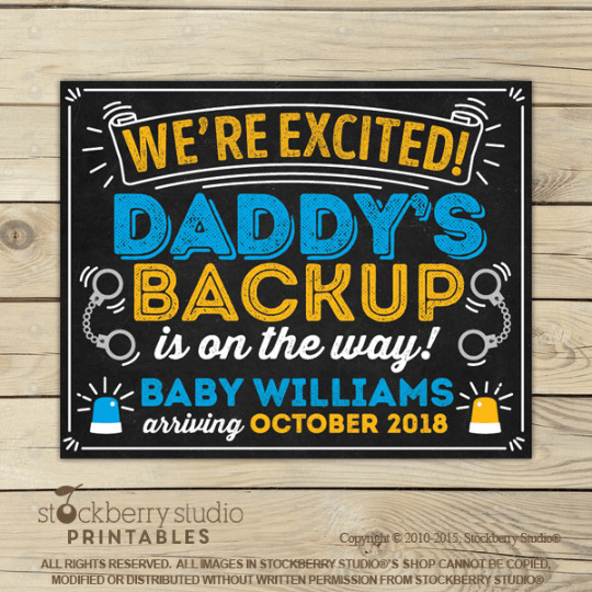 Police Pregnancy Announcement Sign - Stockberry Studio