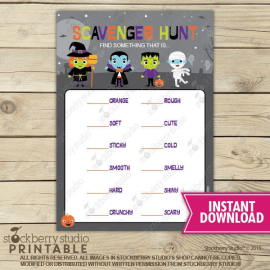 Halloween Scavenger Hunt Party Game - Printable - Stockberry Studio