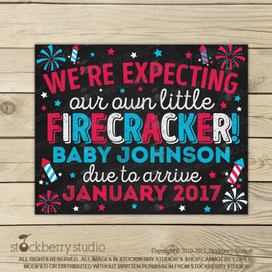 4th of July Pregnancy Announcement Sign - Stockberry Studio
