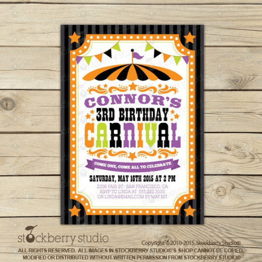 Halloween Carnival Birthday Invitation - Stockberry Studio