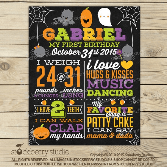 Halloween First Birthday Chalkboard Poster - Stockberry Studio