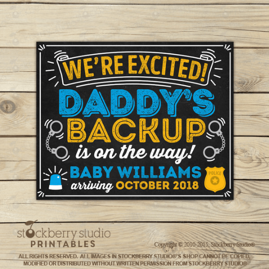 Police Pregnancy Announcement Sign - Stockberry Studio