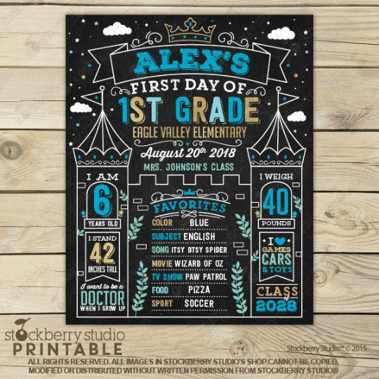 Princess First Day of School Personalized Sign - Stockberry Studio