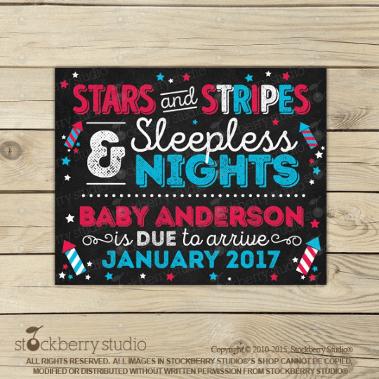 4th of July Pregnancy Announcement Sign - Stockberry Studio