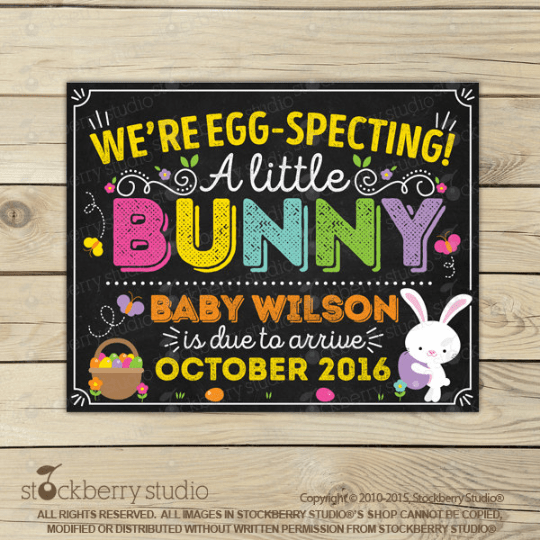Easter Pregnancy Announcement Chalkboard Sign - Stockberry Studio